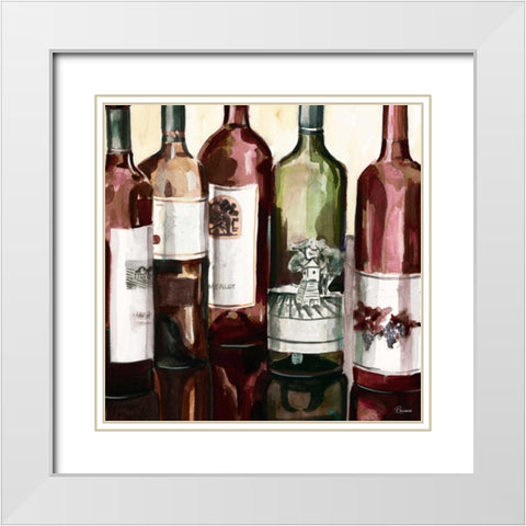 BandG Bottles Square II White Modern Wood Framed Art Print with Double Matting by French-Roussia, Heather A.