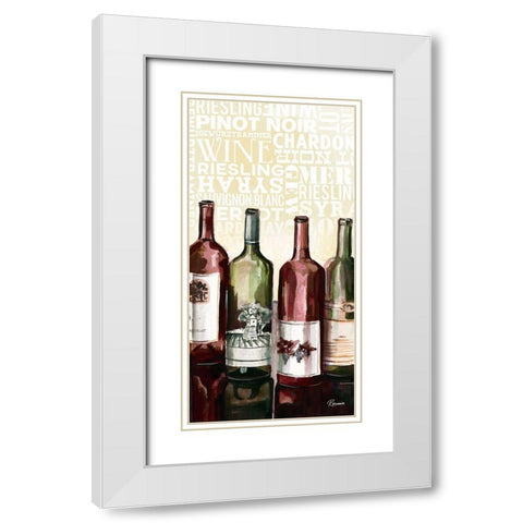 Wine Typography II White Modern Wood Framed Art Print with Double Matting by French-Roussia, Heather A.