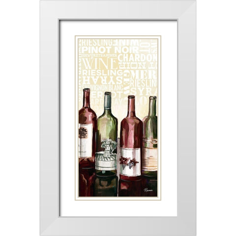 Wine Typography II White Modern Wood Framed Art Print with Double Matting by French-Roussia, Heather A.