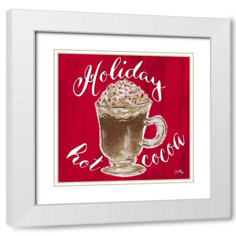 Holiday Hot Cocoa White Modern Wood Framed Art Print with Double Matting by Medley, Elizabeth