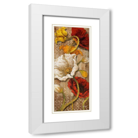 Joyful Poppies I White Modern Wood Framed Art Print with Double Matting by Medley, Elizabeth