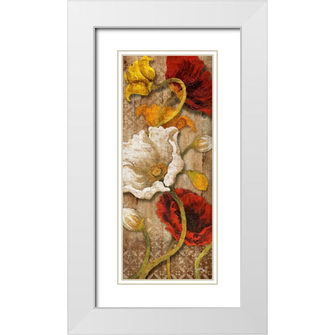 Joyful Poppies I White Modern Wood Framed Art Print with Double Matting by Medley, Elizabeth