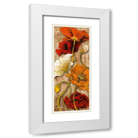 Joyful Poppies II White Modern Wood Framed Art Print with Double Matting by Medley, Elizabeth