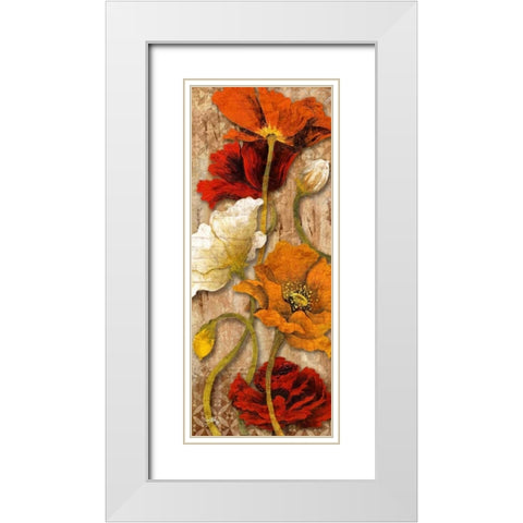 Joyful Poppies II White Modern Wood Framed Art Print with Double Matting by Medley, Elizabeth