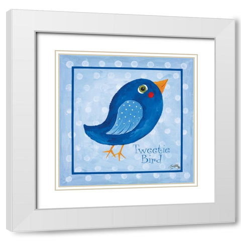 Blue Bird White Modern Wood Framed Art Print with Double Matting by Medley, Elizabeth