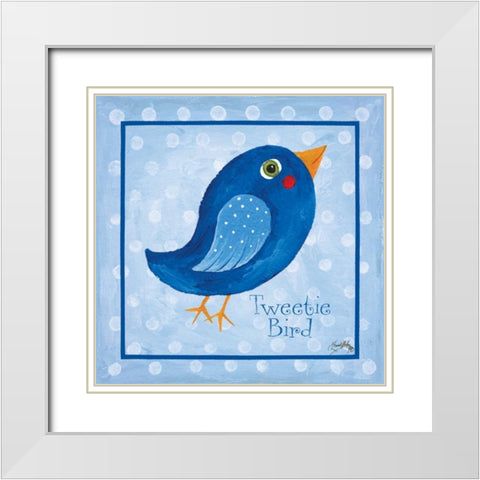 Blue Bird White Modern Wood Framed Art Print with Double Matting by Medley, Elizabeth