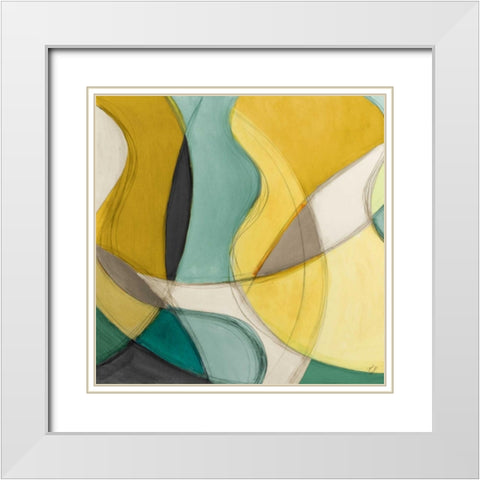 Curving Color Square I White Modern Wood Framed Art Print with Double Matting by Loreth, Lanie