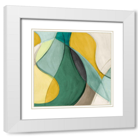 Curving Color Square II White Modern Wood Framed Art Print with Double Matting by Loreth, Lanie