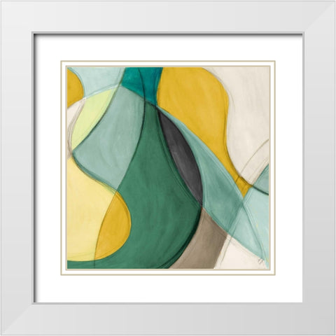 Curving Color Square II White Modern Wood Framed Art Print with Double Matting by Loreth, Lanie