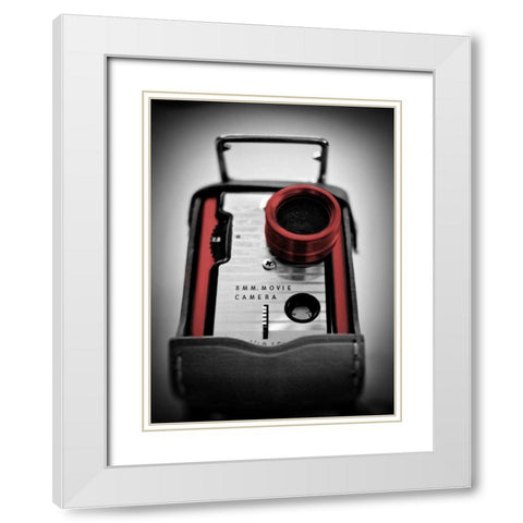 Red Movie Camera with Border White Modern Wood Framed Art Print with Double Matting by Peck, Gail