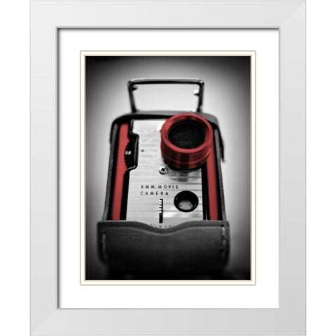 Red Movie Camera with Border White Modern Wood Framed Art Print with Double Matting by Peck, Gail
