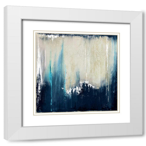 Blue Illusion I White Modern Wood Framed Art Print with Double Matting by Pinto, Patricia