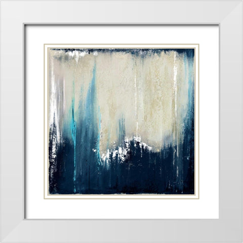 Blue Illusion I White Modern Wood Framed Art Print with Double Matting by Pinto, Patricia