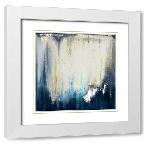 Blue Illusion II White Modern Wood Framed Art Print with Double Matting by Pinto, Patricia
