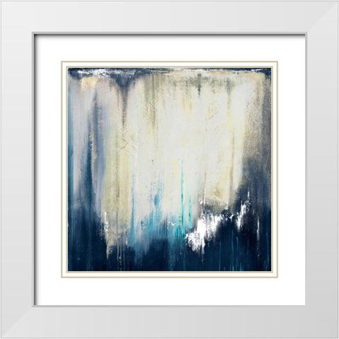 Blue Illusion II White Modern Wood Framed Art Print with Double Matting by Pinto, Patricia