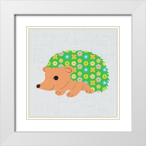 Retro Hedgehog I White Modern Wood Framed Art Print with Double Matting by SD Graphics Studio