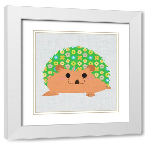 Retro Hedgehog III White Modern Wood Framed Art Print with Double Matting by SD Graphics Studio