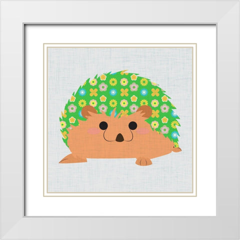 Retro Hedgehog III White Modern Wood Framed Art Print with Double Matting by SD Graphics Studio