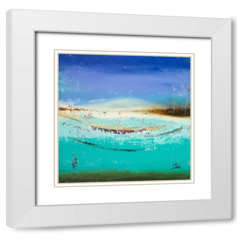 Aquamarina II White Modern Wood Framed Art Print with Double Matting by Pinto, Patricia
