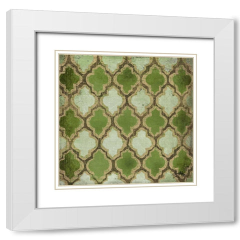 Green Modele III White Modern Wood Framed Art Print with Double Matting by Medley, Elizabeth