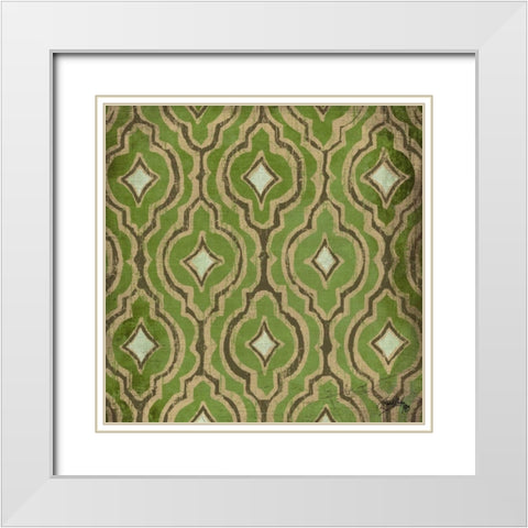 Green Modele VI White Modern Wood Framed Art Print with Double Matting by Medley, Elizabeth