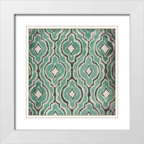 Turquoise Modele II White Modern Wood Framed Art Print with Double Matting by Medley, Elizabeth