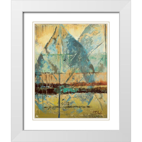Rain Leaves I White Modern Wood Framed Art Print with Double Matting by Pinto, Patricia