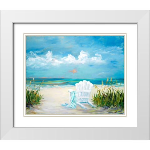 Beach Scene II White Modern Wood Framed Art Print with Double Matting by DeRice, Julie