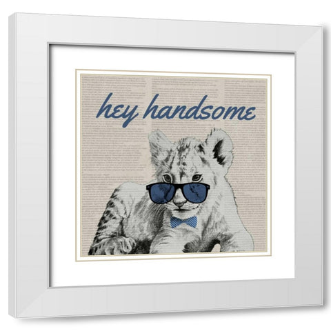 Handsome Tiger White Modern Wood Framed Art Print with Double Matting by Rhyan, Vivien