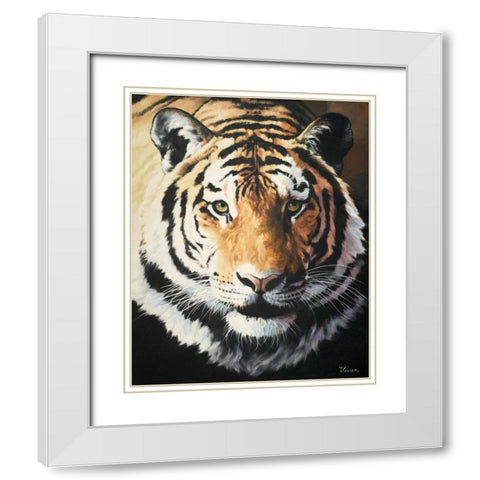 Tiger White Modern Wood Framed Art Print with Double Matting by Rhyan, Vivien