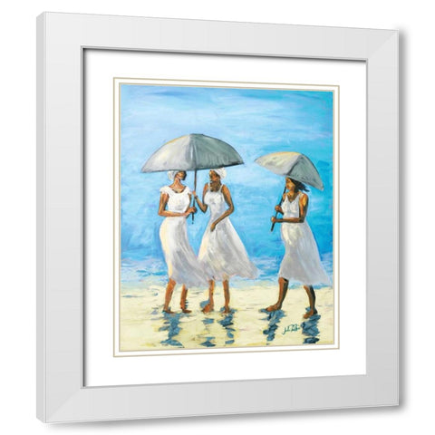 Women on Beach II White Modern Wood Framed Art Print with Double Matting by DeRice, Julie