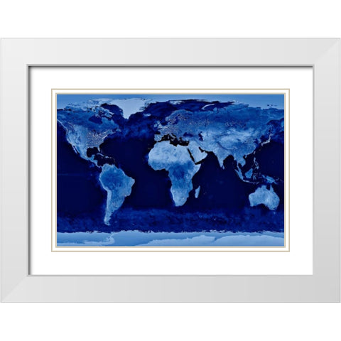 City Lights White Modern Wood Framed Art Print with Double Matting by Lake, Shelley