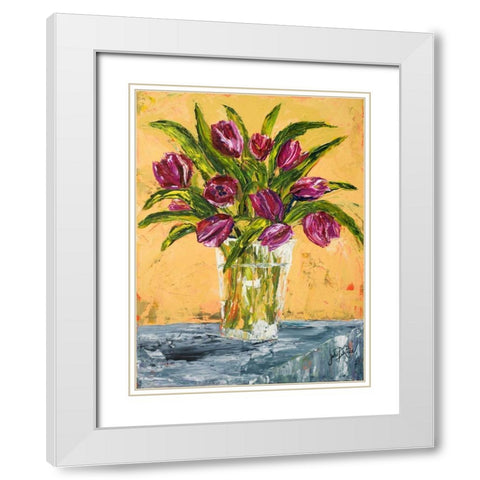 Tulips White Modern Wood Framed Art Print with Double Matting by DeRice, Julie