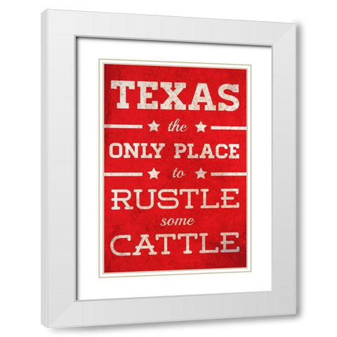 Rustle Some Cattle White Modern Wood Framed Art Print with Double Matting by SD Graphics Studio