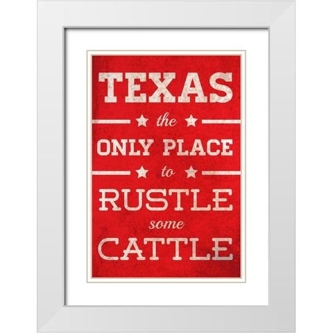 Rustle Some Cattle White Modern Wood Framed Art Print with Double Matting by SD Graphics Studio