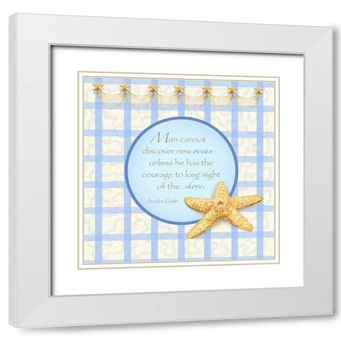 Starfish I White Modern Wood Framed Art Print with Double Matting by Metz, Andi