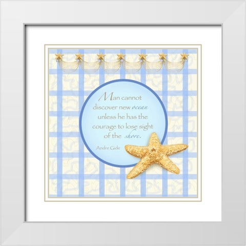 Starfish I White Modern Wood Framed Art Print with Double Matting by Metz, Andi