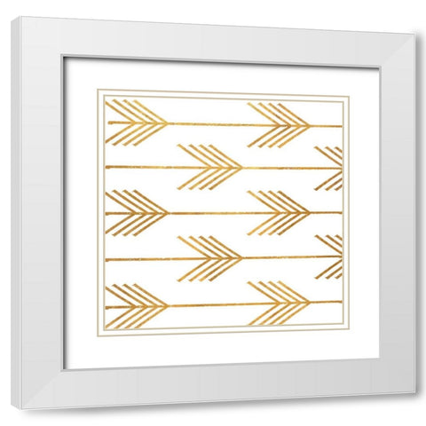 Golden Arrows I White Modern Wood Framed Art Print with Double Matting by Medley, Elizabeth