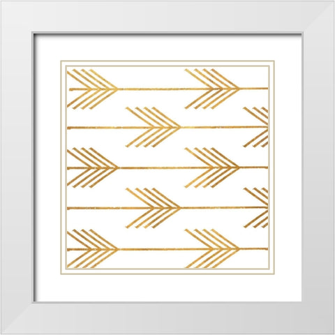 Golden Arrows I White Modern Wood Framed Art Print with Double Matting by Medley, Elizabeth