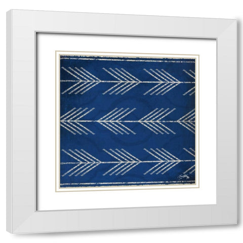 Blue Arrows White Modern Wood Framed Art Print with Double Matting by Medley, Elizabeth