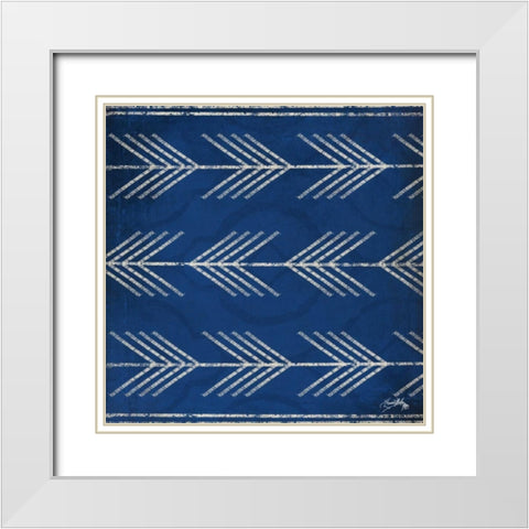 Blue Arrows White Modern Wood Framed Art Print with Double Matting by Medley, Elizabeth