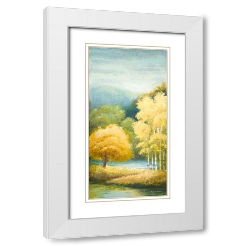Birchwood I White Modern Wood Framed Art Print with Double Matting by Marcon, Michael