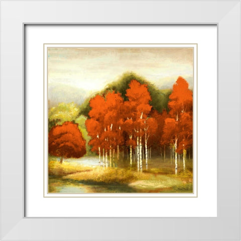 Autumn Birchwood I White Modern Wood Framed Art Print with Double Matting by Marcon, Michael