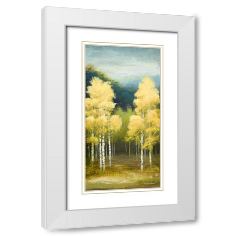 Birchwood II White Modern Wood Framed Art Print with Double Matting by Marcon, Michael