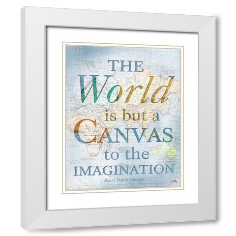 World is a Canvas White Modern Wood Framed Art Print with Double Matting by Medley, Elizabeth