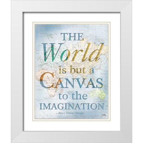 World is a Canvas White Modern Wood Framed Art Print with Double Matting by Medley, Elizabeth