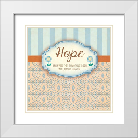 Hope White Modern Wood Framed Art Print with Double Matting by Metz, Andi