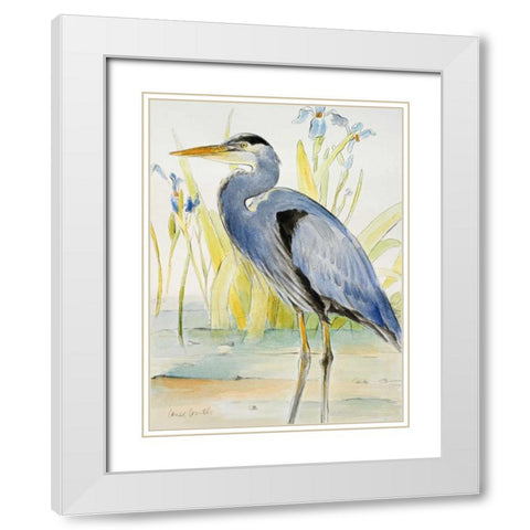 Great Blue Heron White Modern Wood Framed Art Print with Double Matting by Loreth, Lanie