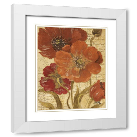 Red Scripted Beauty I White Modern Wood Framed Art Print with Double Matting by Medley, Elizabeth