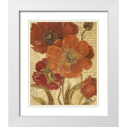 Red Scripted Beauty I White Modern Wood Framed Art Print with Double Matting by Medley, Elizabeth